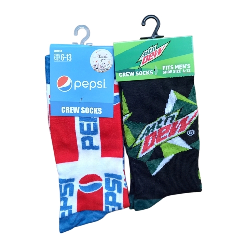 Pepsi And Mtn Dew Crew Socks
